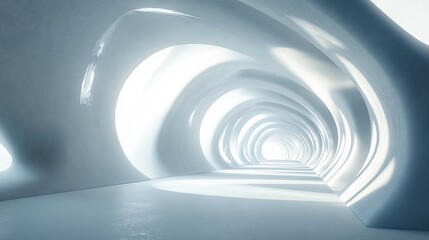 Obraz premium Abstract white futuristic tunnel with light.