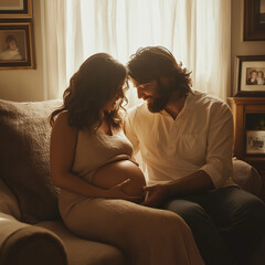 Expectant Parents in Warm Embrace