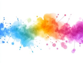 Colorful abstract watercolor design with dotted connections