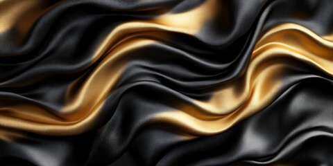 Obraz premium Gold and black silk fabric waves. Luxury texture background