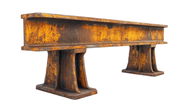 I-beam steel on white, industrial strength meets minimalism, showcasing geometric simplicity and structural elegance