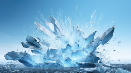 Obraz premium Icy Explosion: Shattered Fragments of Frozen Crystal