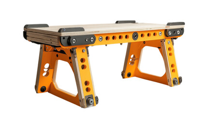 Naklejka premium Portable workbench with clamps, sleek minimal design, versatile for various tasks, enhances workspace efficiency and organization.