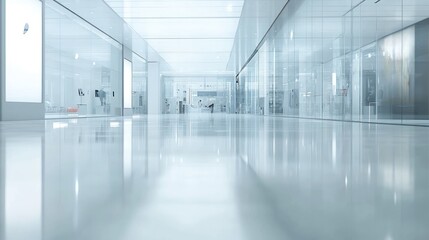 Obraz premium Modern Minimalist Shopping Mall Interior: Clean Lines and Reflective Surfaces