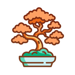 Black Bonsai Tree Illustration – High-Quality Vector for Download