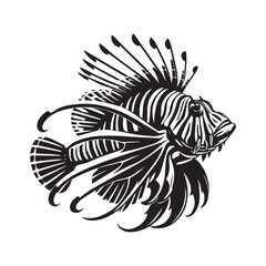 Lionfish fish vector illustration, Sea fish different poses Design
