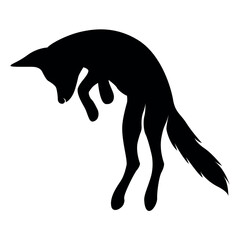 Fox silhouette. Fox is Jumping. 