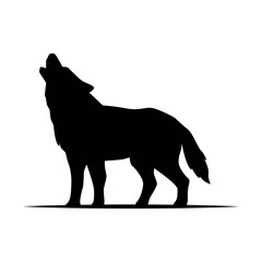 Fox Silhouette on White Background.
