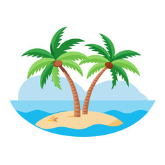 Tropical Island Vector with Palm Trees – Perfect for Travel and Summer Designs