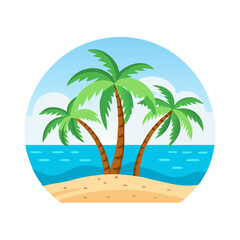 Palm Tree Island Illustration – High-Quality Vector for Beach-Themed Graphics