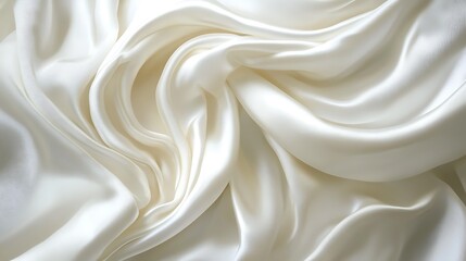 Elegant Draped Creamy White Silk Fabric