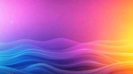 Fototapeta premium Vibrant abstract gradient waves with cosmic starscape in pink and blue horizon