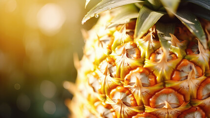 Close-up of a Ripe Pineapple in Sunlight