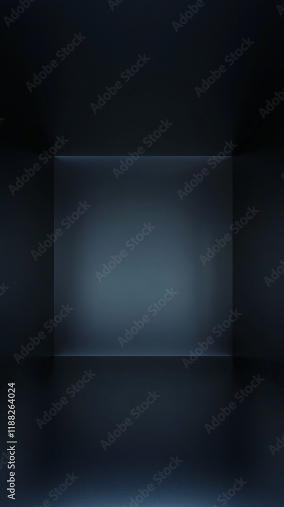 Poster an empty, darkened room with smooth walls creating an atmospheric and minimalist space.