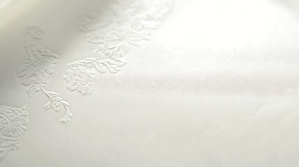 Obraz premium Embossed Floral Design on Off White Fabric Background