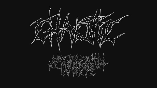 Chaotic gothic letters alphabet, grunge tribal outline shapes, dark lettering unique typography, vector set