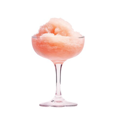Extreme front view of a perfect looking Rosé Wine Slush wine cocktail drink isolated on a white transparent background
