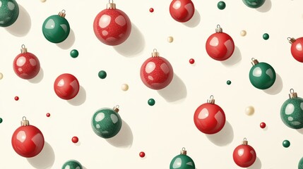 Festive Christmas Ornament Background Red Green Baubles