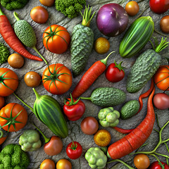 A vibrant mix of fresh vegetables and fruits.