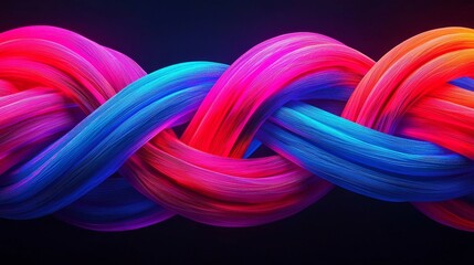 Vivid colorful braided ropes intertwined in abstract design