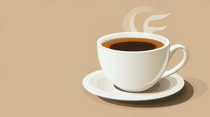 Obraz premium A simple vector of a cup of coffee with steam rising, representing the classic morning coffee ritual 