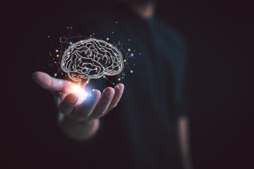 AI Artificial Intelligence concept. Deep learning. Mindfulness. Psychology. Brain, Nervous System...