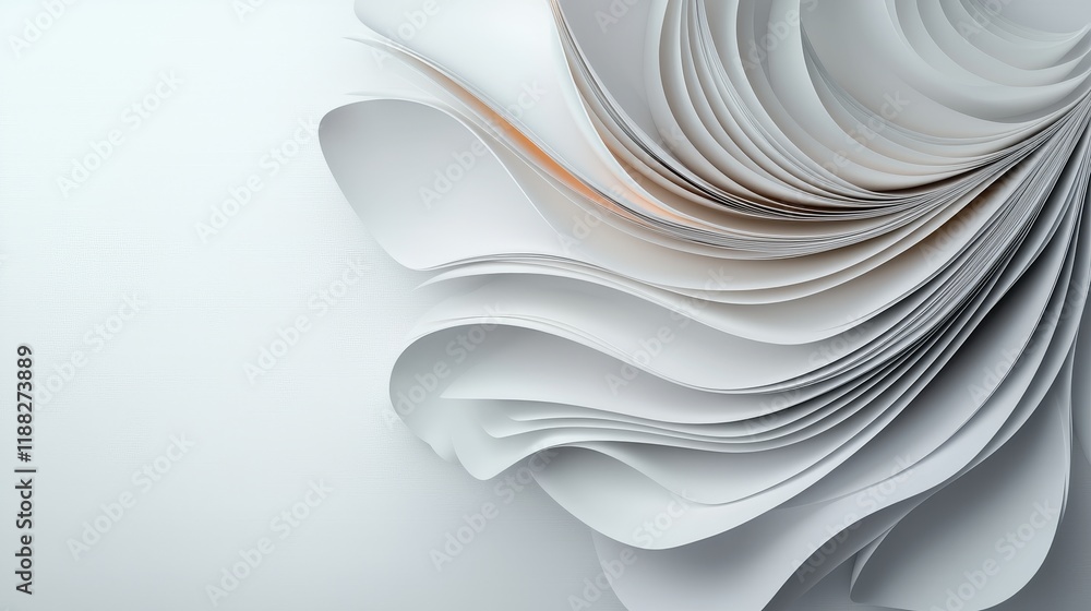 Poster abstract paper waves with soft layers and subtle tones