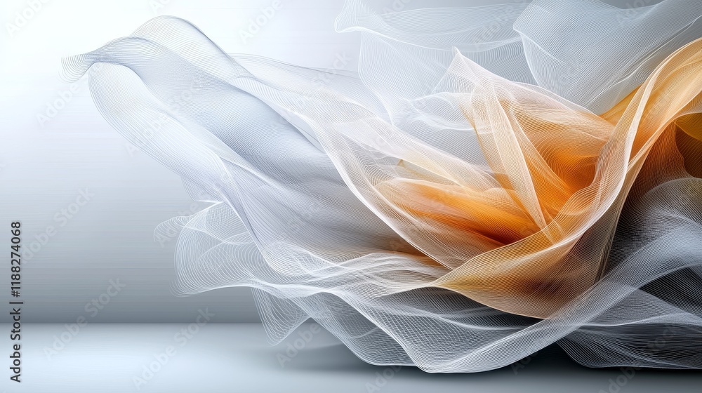 Poster abstract fluid motion of multicolored flowing fabric in soft light