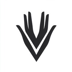 Obraz premium A simple volunteer logo featuring hands raised in the air, symbolizing unity and willingness to help 