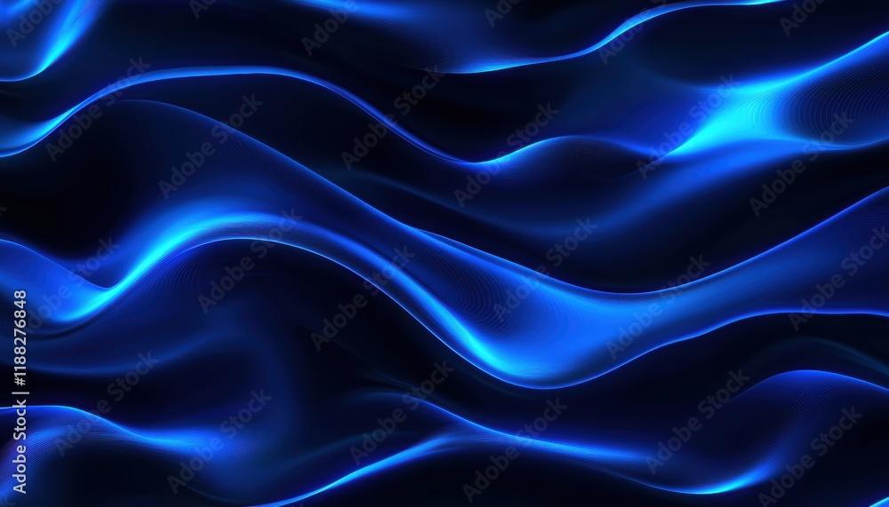 Poster a mesmerizing abstract pattern of flowing blue waves, evoking a sense of depth and tranquility.