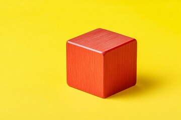 Fototapeta premium Inspiration Innovation concept Red wooden cube