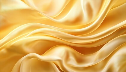 Obraz premium A smooth, luxurious yellow satin fabric drapes elegantly, showcasing soft, flowing waves and a vibrant sheen.