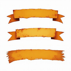 A collection of vintage-style yellow banners featuring distressed edges and a rustic appearance.