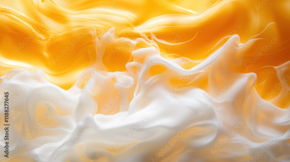 Aufkleber a vibrant swirl of yellow and white, resembling abstract waves or liquid motion, creating an artisti