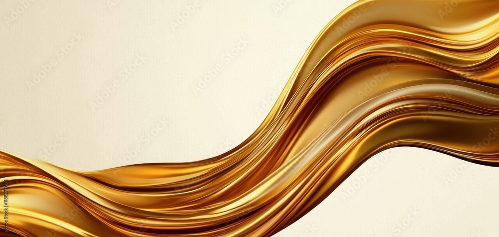 Poster a smooth, flowing design in golden hues, creating a luxurious and elegant visual effect against a so