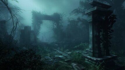 Ko-Ker in a mystical atmosphere Surrounded by fog _003