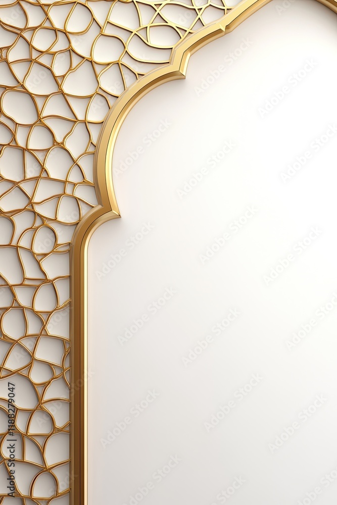 Poster Elegant arch design in gold with intricate patterns, perfect for