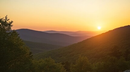 Majestic Sunset over Mountain Ranges