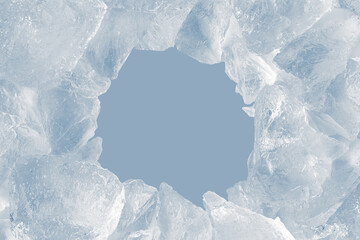 Refreshing cooling background with natural ice cubes border.