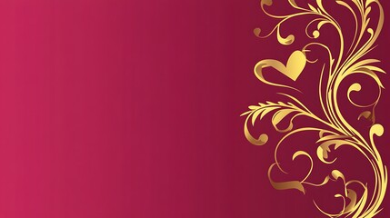 Elegant Gold Floral Design on Crimson Background