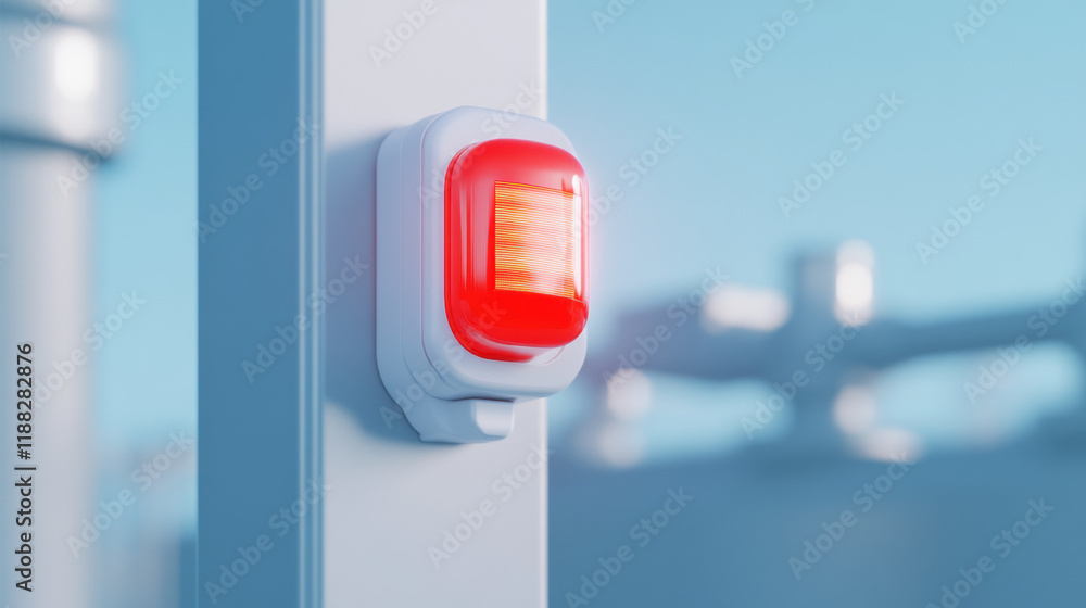 Poster safety aspects, 3d rendering of a warning light and alarm system, designed with high fidelity for vi