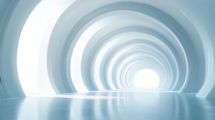 Obraz premium Abstract futuristic white tunnel with light at the end.