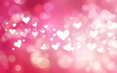 Valentine's Day background with pink hearts and bokeh lights. Pink heart pattern, romantic love wallpaper. Valentine's Day card design template. Love abstract pattern. wedding designs