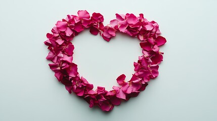 Obraz premium Pink Rose Petals Arranged in Heart Shape
