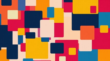 Boldly Colored Square Patterns for Wrapping Paper Design, Flat Illustration, Vibrant Overlapping Shapes, Modern Aesthetic, Creative Gift Presentation