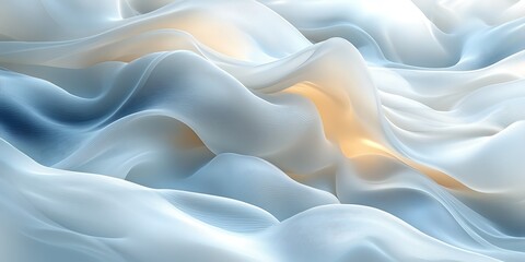Fototapeta premium Abstract blue fabric waves, flowing light, background design, website header