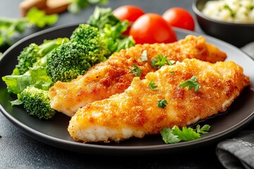 panggang walleye dengan kentang brokoli dan saus kaviar with generative ai