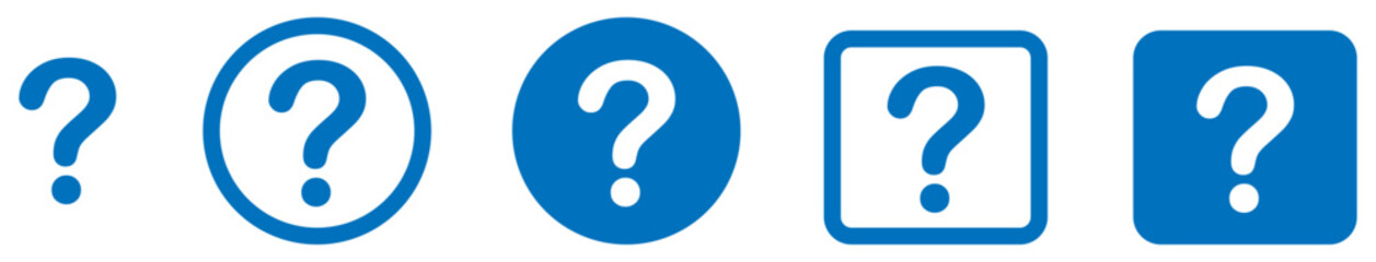 Question mark flat icon for apps and websites.  question mark vector icons set. Question mark vector silhouette.  Faq problem solution symbol.  Question mark buttons.  