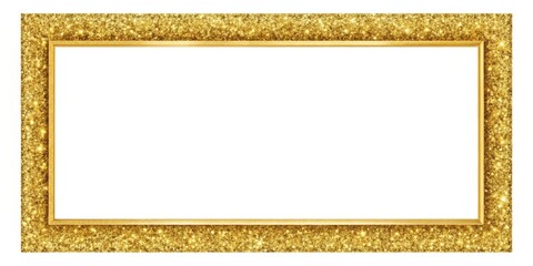 Rectangle gold glitter color luxury border frame with transparent background in a modern home decor setting, glitter frame, metallic finish