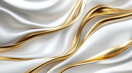 Obraz premium Abstract Gold and White Draped Silk: Elegant Luxury Texture